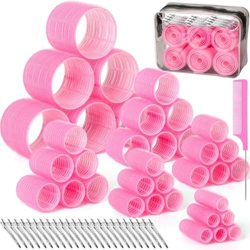 6 Size Hair Rollers for Women, 62 Pcs Rollers Hair Curlers by tetutor