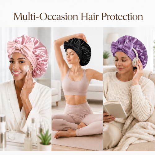 VarCozy Adjustable Double Layer Satin Bonnet for Sleeping to Reduce Frizz - Image 5