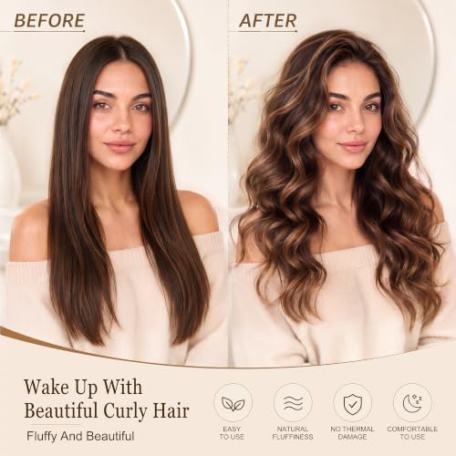 Heatless Hair Curler Rods for Overnight Satin Flexi Curls, Jumbo No-Heat Sleeping Styling Tools for All Hair Types - 3pcs Green - Image 5