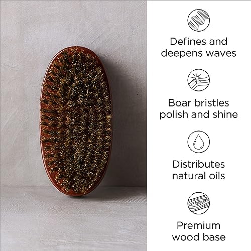 Diane 100% Premium Boar Bristle Military Wave Brush for Men, Medium Firm - Image 2