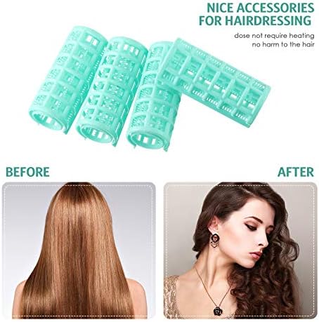 Syhood 12 Pcs 1 in Jumbo Plastic Hair Rollers Curlers for Women, Green - Image 4
