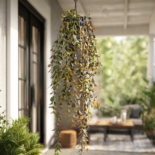 Artificial Hanging Plant 2 Pcs Faux Plant Ivy Vine Faux Eucalyptus Vines Fake Potted Greenery for Wall Living Room Home Shelf Office Bathroom Outdoor Indoor Decor (Type 3) - Image 5