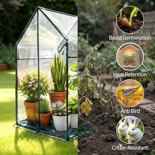 Mini Greenhouse 36"x36"x58.5" Plant Cover Tent Seed Starting Waterproof Floor Mat Small Plant Tent for Use on Patio Balcony Porch & Indoors/Outdoors - Image 4