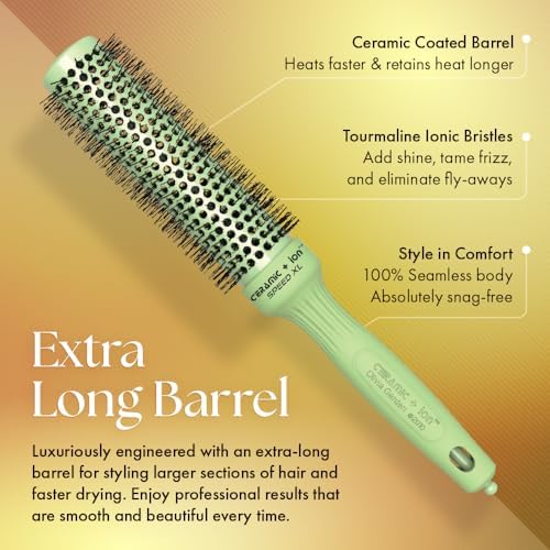 Olivia Garden Ceramic + Ion Speed XL - Extra-Long Round Thermal Hair Brush - Not Electrical - Professional Blowout Brush for Normal to Thick Hair - Image 3