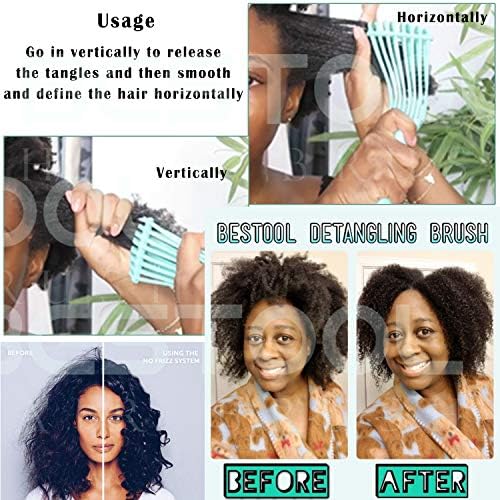 BESTOOL Detangling Brush for Curly and Natural Black Hair, Afro 3/4abc Texture, Faster and Easier Detangling of Wet or Dry Hair with No Pain (Blue) - Image 6