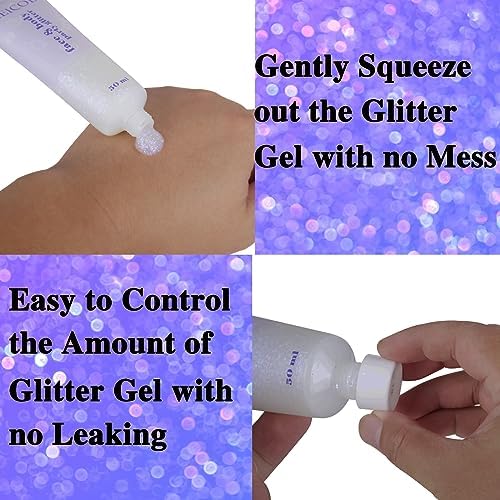 MEICOLY Sparkling Blue Body Glitter,Halloween Face Glitter,Color Changing Hair Glitter Gel for Body,Face,Hair,Lip,Eye,Long Lasting Sequins Glitter Face Paint,Festival Party Glitter Makeup,50ml - Image 5