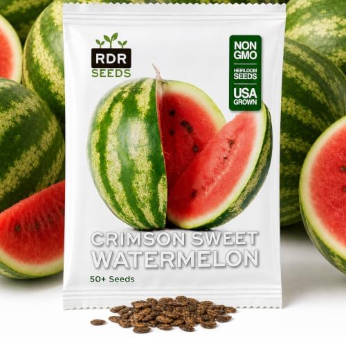 50 Crimson Sweet Watermelon Seeds for Planting - Heirloom, Non-GMO, USA Grown - 20-25 lb Melons - RDR Seeds by RDRSeeds