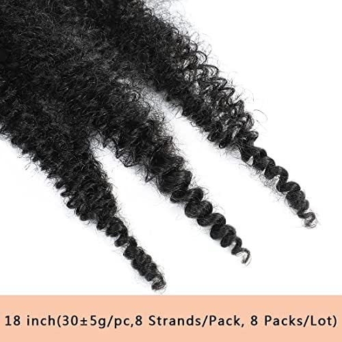 Marley Twist Braiding Hair 8 Packs 18 Inch Pre-Separated Springy Afro Twist Hair Suitable for Damaged Soft Locs Synthetic (18 inches, 1B) Spring Twist Crochet Hair for Black Women Cuban kinky Hair - Image 4