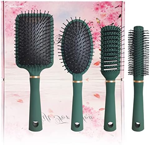 4 Pcs Hair Brush Gifts Set for Women,Detangling Hairbrush for Women and Kids,Flexible Soft Pin Bristles for Long Thick Curly Wavy Dry Damaged Hair by Meisheamin