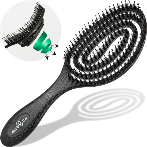 marQus Detangle Boar Brush Women and Men, Exclusive Ultra-soft bending Bristles and Body - Glide Through Tangles With Ease For All Hair Types - Women, Men, Wet And Dry Hair, 1pcs Black Brush by marQus-myhair-nailcare
