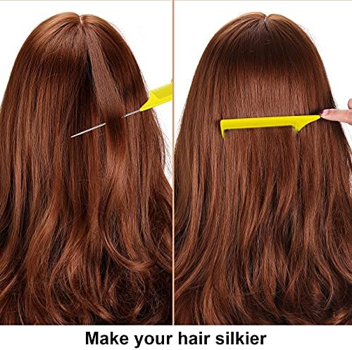Leinuosen 3 Pack Rat Tail Comb Carbon Fiber,Purple, Orange, Yellow - Image 3