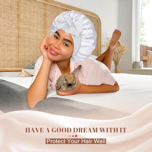 CHLINS Double Layer Satin Bonnet for Sleeping, Hair Bonnet for Curly Hair - Image 6