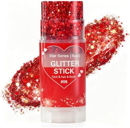 Go Ho Red Glitter Stick,Hair Face Body Shimmer for Women Kids by GoHo