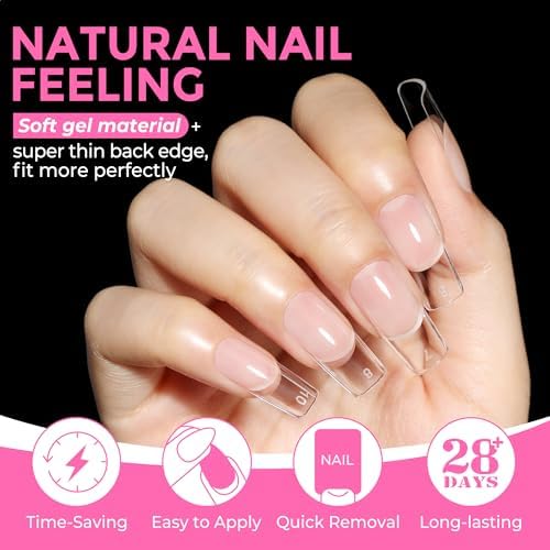 UNA GELLA Medium Square Soft Gel Nail Tips 216pcs - Image 4