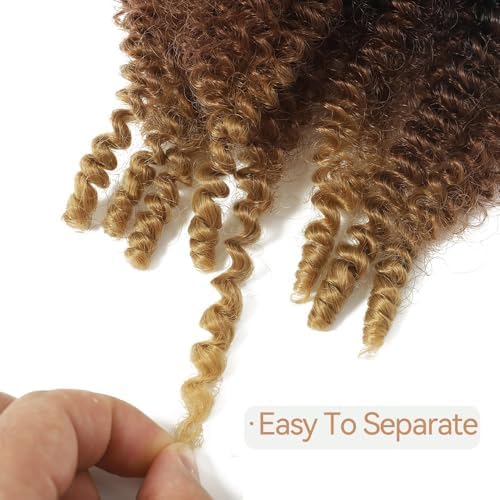 12 Inch Pre-Separated Springy Afro Twist Hair 3 Packs Black Pre-Fluffy Natural Brown Blonde Marley Crochet Hair Suitable for Black Women (1B/30/27, 12 Inch (Pack of 3)) - Image 4