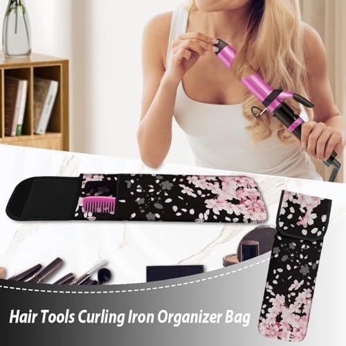 Generic Cherry Blossoms Hair Flat Iron Storage Bag - Travel Holder Case - Large Capacity Neoprene Pouch for Curling Iron Straightener - Portable Hair Tools Organizer - Image 5