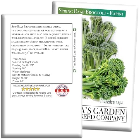 Spring Raab Broccoli Seeds (aka Rabe, Rapini, Broccolini) – 300+ Non-GMO & Heirloom Seeds, Brassica oleracea, Fast-Maturing Cool Season Green, by Isla’s Garden Seeds, Gift Idea for Home Gardens - Image 7