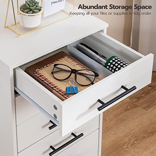 HOOBRO 7-Drawer File Cabinet, Wooden Office Cabinet with Drawers, Mobile Storage Filing Drawer for Home Office, Study, Easy Assembly, White WT07WJ01 - Image 6