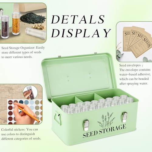 Seed Storage Box , Metal Seed Organizer Saving Box, Seeds Packet Container - Image 5