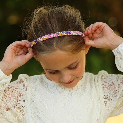 FROG SAC 6 Headbands for Girls - Thin Head Bands for Kids, Toddler Hair Band Accessories, Glitter Mermaid Floral Hairbands, Easter Basket Stocking Stuffers (Pink,Purple,Blue,Black,White) - Image 6