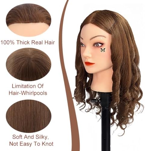 Opini Mannequin Head 100% Real Human Hair for Hairstyle Curling Practice - Image 2