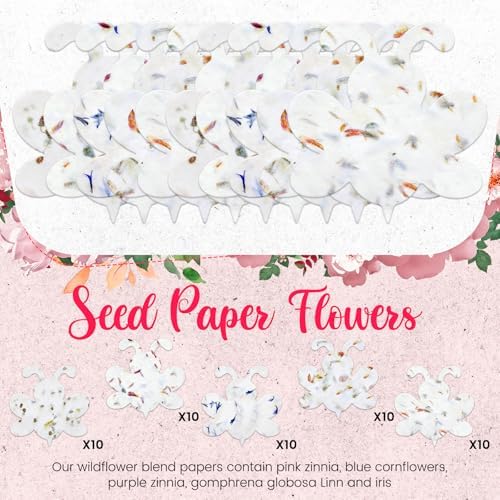Dunzoom 50 Pcs Plantable Seed Paper Tags Wildflower,Bee Shape - Image 2