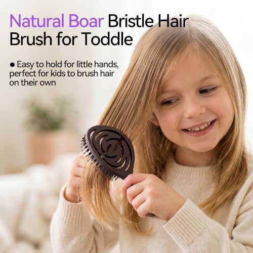 Travel Boar Bristle Hair Brush, Mini Small Pocket Hairbrush For Women Kids - Image 7