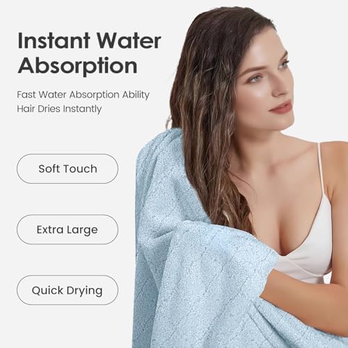 JML Bath Towels, Pack of 2, 30 in x 60 in, Light Blue - Image 5