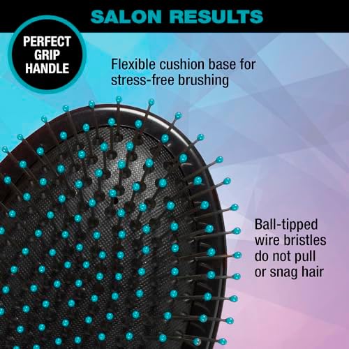 Conair Salon Results Hairbrush for Men and Women, Hairbrush for Everyday Brushing with Wire Bristles and Cushion Base (Pack of 2) - Image 2