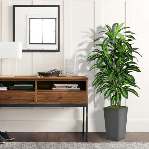 ASTIDY Artificial Plant 5FT Dracaena Fake Tree with Gray Tall Planter - Image 2
