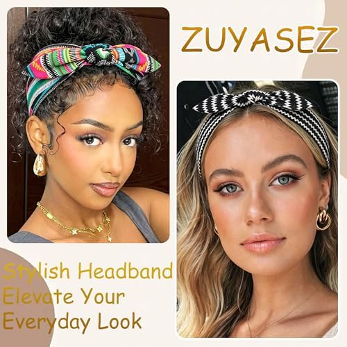 6 Pcs Short Bow Headbands for Women Boho Paisley Print Hair Band - Image 7