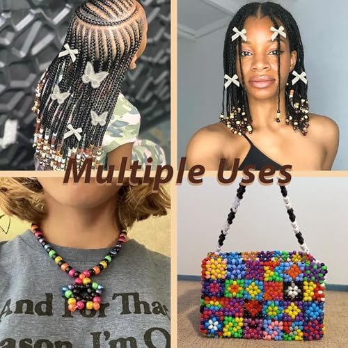 100PCS Hair Beads for Braid 3 Styles Mini Hair Bows Brown Butterfly Hair Clips Gradient Loc Dreadlock Hair Jewelry Boho Braids Decoration Kit for Women Girls - Image 6