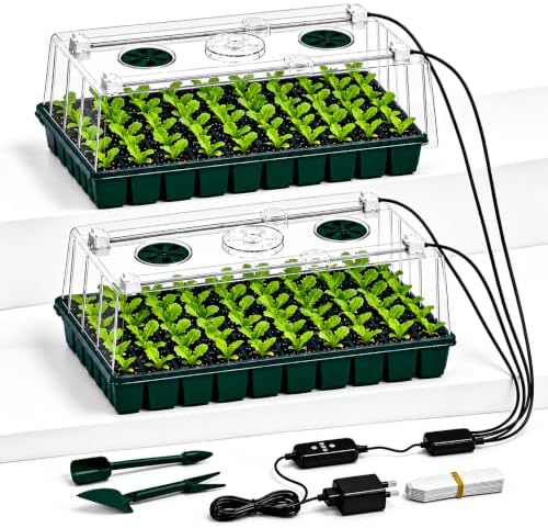 2-Pack 60-Cell Seed Starter Tray with Grow Light, 1-24H Timer, PlantaPulse by PlantaPulse