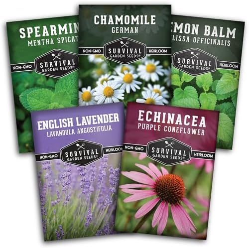 Herbal Tea Garden Seeds Kit - 5 Medicinal Herbs for Planting by SurvivalGardenSeeds