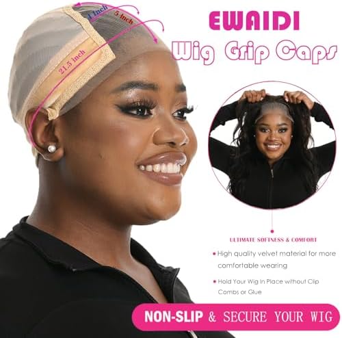 Lace Wig Grip Cap for Women 4x5 Transparent Lace Front Wig Cap with Gripper Headband to Keep Wig In Place Adjustable Lace Wig Gripper Make Your Wigs Gluless (Brown and Nude, Medium) - Image 5