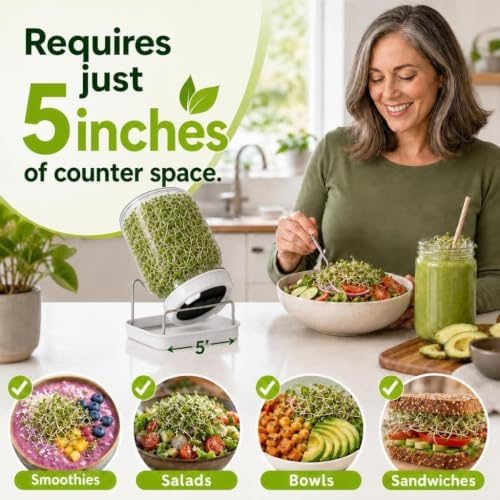 Broccoli Sprouts Growing Kit with Mason Jar, Stand, Tray & USA Seeds - Image 7