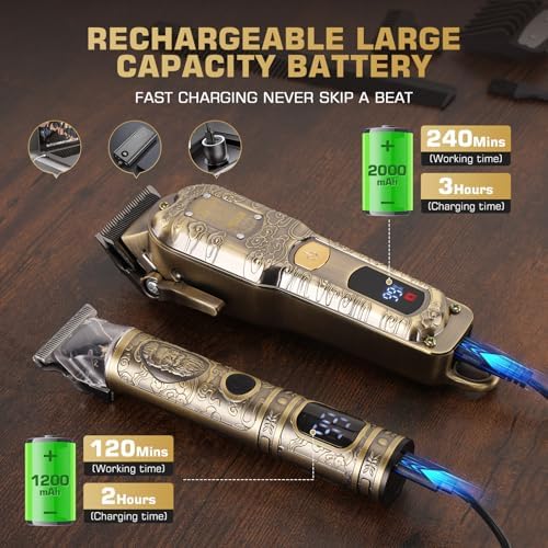GTSPROProfessional Hair Clippers for Men – Cordless Barber Clippers with LCD Display, Precision Trimmer & Travel Case – Gifts for Men Husband Father - Image 5