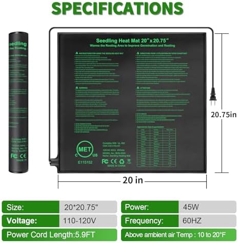 Seedling Heat Mat 20" x 20.75" Warm Hydroponic Plant for Indoor Gardening Germination Starting, Waterproof Durable - Image 4