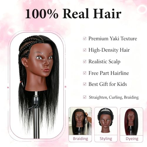 Opini Mannequin Head 100% Human Hair 17" for Practice Braiding Hairstyling - Image 3
