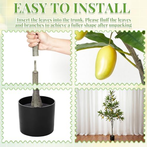 Daifunli Artificial Mango Tree with Realistic Leaves Natural Trunk - Image 5