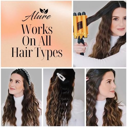 Alure Three Barrel Curling Iron Wand, 1 Inch Ceramic Tourmaline Hair Waver - Image 2