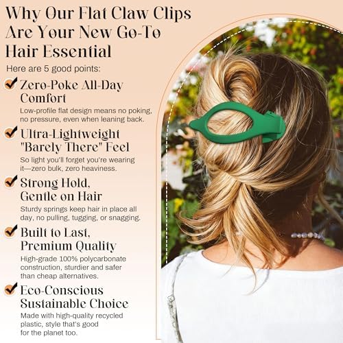 AWAYTR 6Pcs French Flat Hair Clips, Lay Flat Claw Clip for Women - Image 3