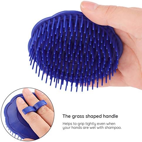 Segbeauty Palm Brush Hair, 4Pcs Scalp Massage Shampoo Brushes, Hair Brushes Men Beard Comb, Shampoo Deep Cleaning Scalp Scrubber for Washing Hair Pet Shower Grooming Travel Salon Barber Stylist Blue - Image 4