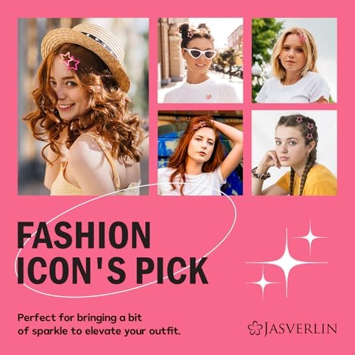 JASVERLIN Pink Star Snap Hair Clips, Y2K Pink Hair Accessories, 36 Pcs - Image 4