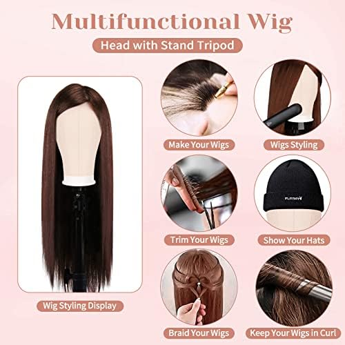Beauty Star 63inch Tall Wig Stand Tripod with 22inch Mannequin Head, Canvas Block Wig Head Included Adjustable Holder and Wig Caps Kit for Multiple wigs, Perfect for Making Wigs, Display Styling - Image 6
