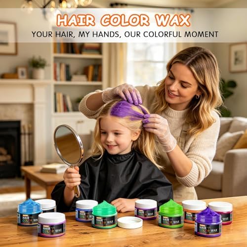 10PCS Temporary Hair Color for Kids, Non-Sticky Washable Hair Dye for Girls, Boys, Teens, Women & Men, Natural Instant Color Wax for Daily Fun, Cosplay, Halloween & Christmas Party - Image 2