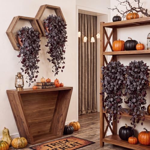 Daifunli 12 Pcs Halloween Artificial Hanging Plants, Purple Eyebrow - Image 3