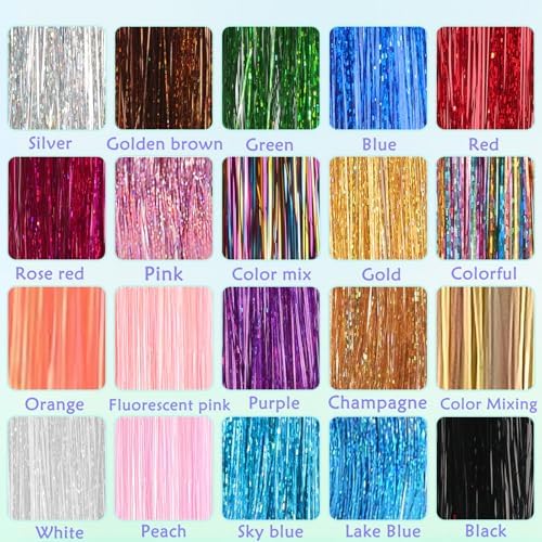 Hair Tinsel Kit for Girls 20 Colors Fairy Glitter Tinsel Hair Extensions - Image 3