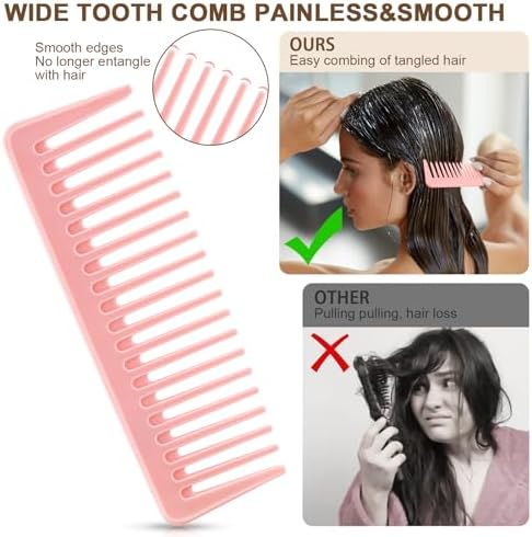 NICEMOVIC Hair Combs for Women, Wide Tooth Hair Combs & Rat Tail Comb Topsy Tail Hair Tool 10 Pcs Hair Combs Set Shaping Tool Suitable for Curling Combing Straightening and Parting Braiding - Image 2
