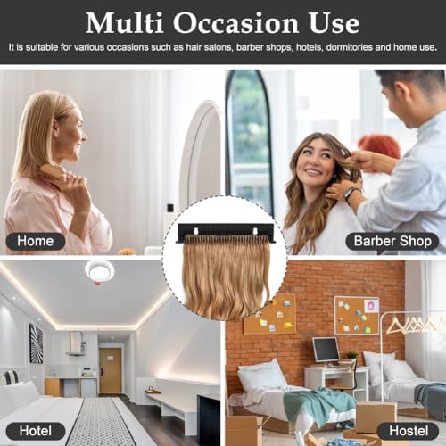 Hair Extension Holder for Styling, Hair Extension Hanger Braiding Hair Rack w/2 Suction Cups, Hair Extension Display Hair Hanger Tool for Washing, Coloring and Blow-Drying of Weft(COLOR:Black) - Image 7